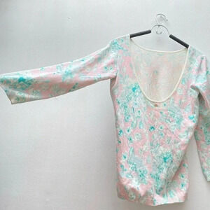 GUESS - Pink and Seafoam Pastel Low Back Sweater Y2K